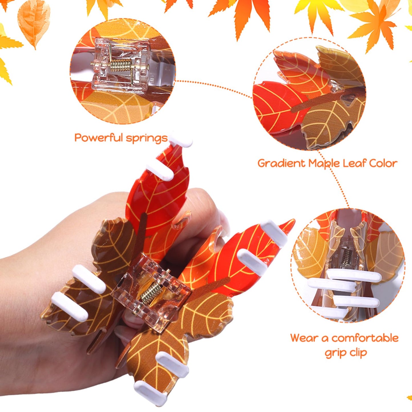 Maple Leaf Hair Clips Fall Fallen Leaves Hair Accessories Thanksgiving Hair Clip Maple Leaf Claw Clips for Women Autumn Fashion