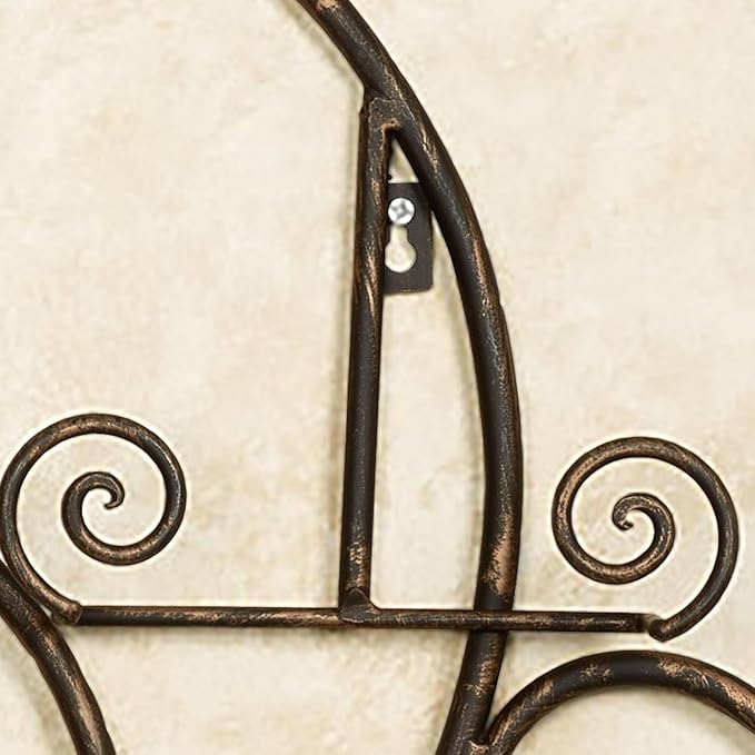 Laylla Wall-Mounted Plate Rack | Handpainted Antique Bronze Durable Powdercoat | Handcrafted Metal Display with Swirling Scroll Accents | Holds 4 of Your Decorative 9 to 12 Inch Round or Square Plates