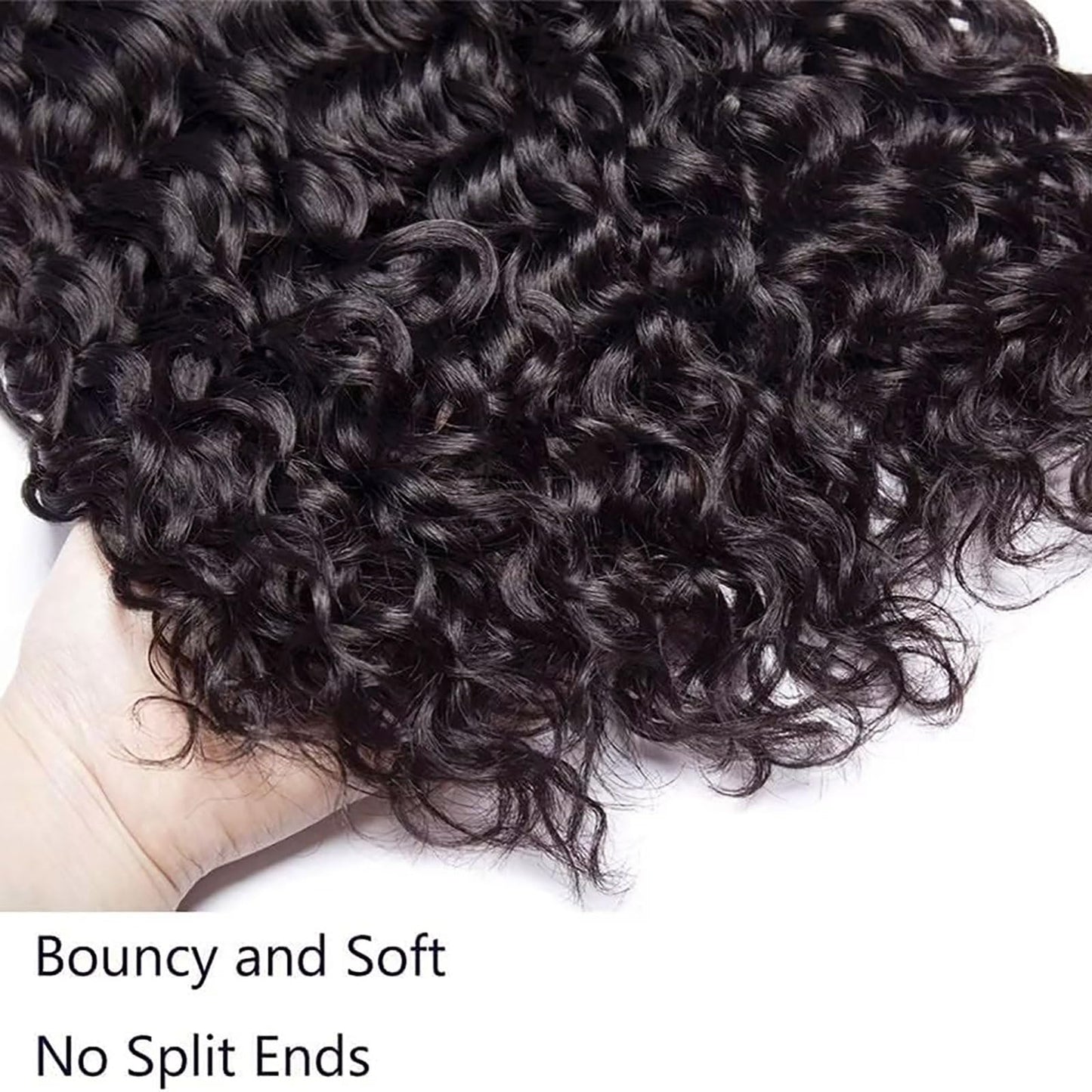 Huarisi Water Wave Human Hair 1 Bundle Wet and Wavy Bundles 100% Unprocessed Virgin Curly Hair Extensions 14 Inch Natural Color