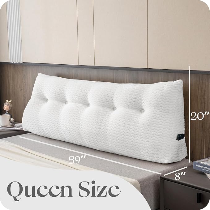 Large Bolster Triangular Headboard Wedge Backrest Positioning Support Bed Rest Reading Pillows Headboard Wedge Pillows for Day Bed Bunk Bed with Removable Cover
