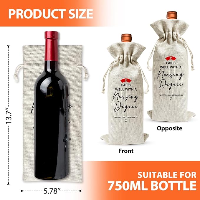 Nursing School Graduation Gift Wine Bag, Pairs Well With Nursing Degree, Nursing School Survivor, Med School Graduation Party Decoration, Nurse Appreciation Gift For Women, Nurse Day Nurse Week Gift