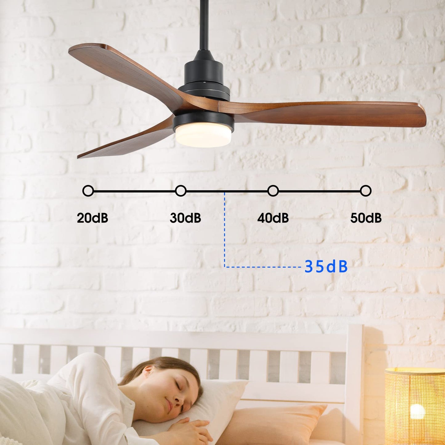 E Energetic Lighting 52 Ceiling Fan With Lights Remote Control, 3 Walnut Fan Blades Reversible Noiseless Dc Motor Modern Wood Ce