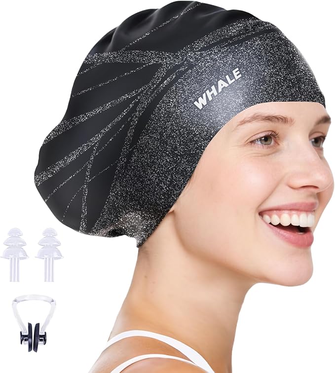 WHALE Extra Large Swim Cap Designed for Men and Women with Thick, Long Hair, Hair Extensions Or Afro-Textured Hair Long-Ha...
