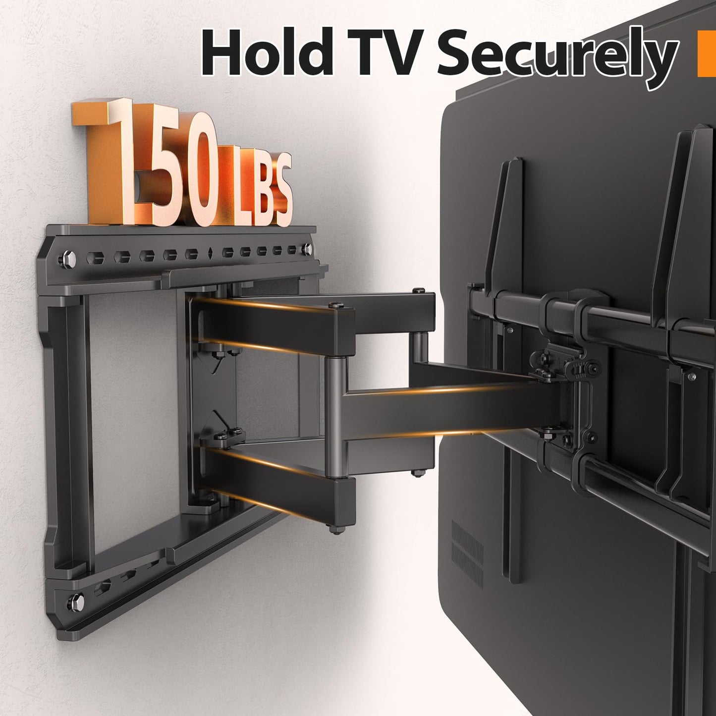 IWORKBOARD Full Motion 75 85 86 90'' TV Wall Mount Bracket, Loads 150 lbs Heavy Duty TV Mount, Swivel Tilt Extension Level, Complete Metal Bars & Wall Plate, up to 600x400mm VESA & 24'' Wood Studs