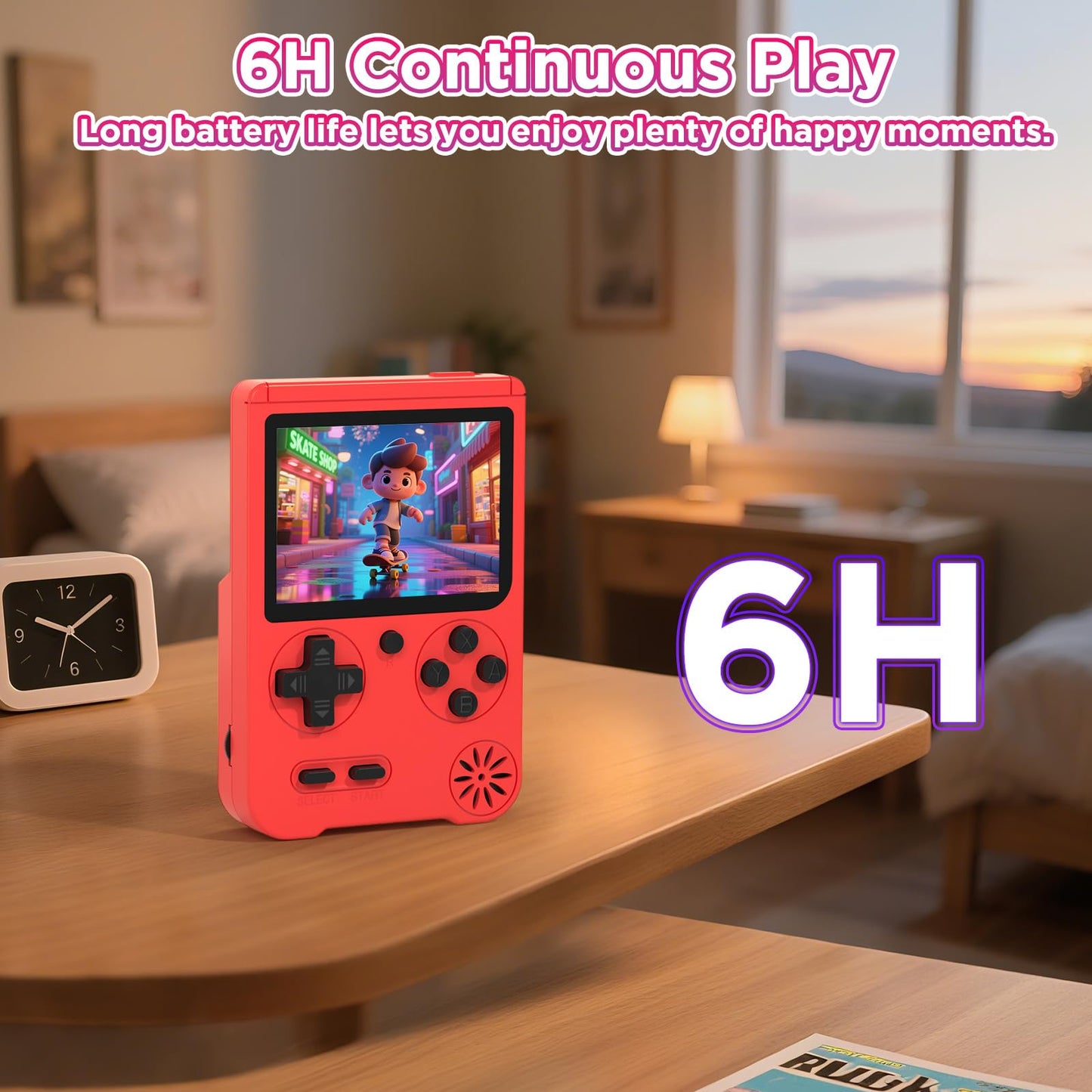 Meliif Handheld Games Console, Built-in 500 Video Games, Portable Video Gaming Player with 3.0 Inch lPS Screen，Rechargeable Portable Electronic Gaming System, Pocket Mini Arcade, Red