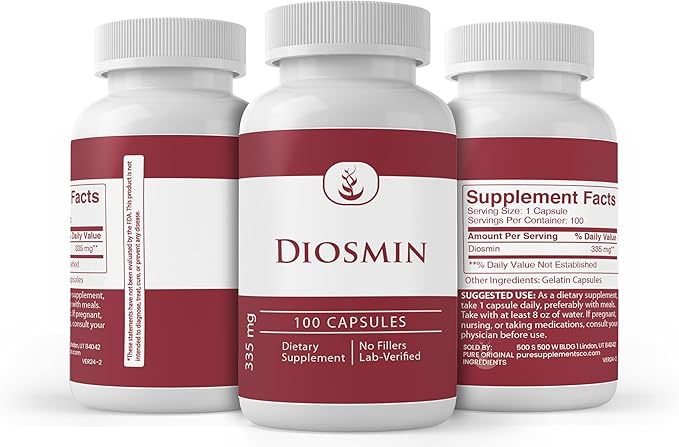 Pure Original Ingredients Diosmin (100 Capsules) Always Pure, No Additives Or Fillers, Lab Verified