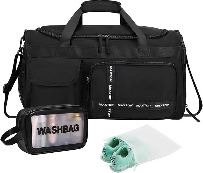 MAXTOP Gym Bag for Women Men Travel Duffle Bag Large Capacity Carry On Weekender Overnight Bag With Shoe Compartment Gym Tote Dry Wet Separation Duffel Bag for Travel