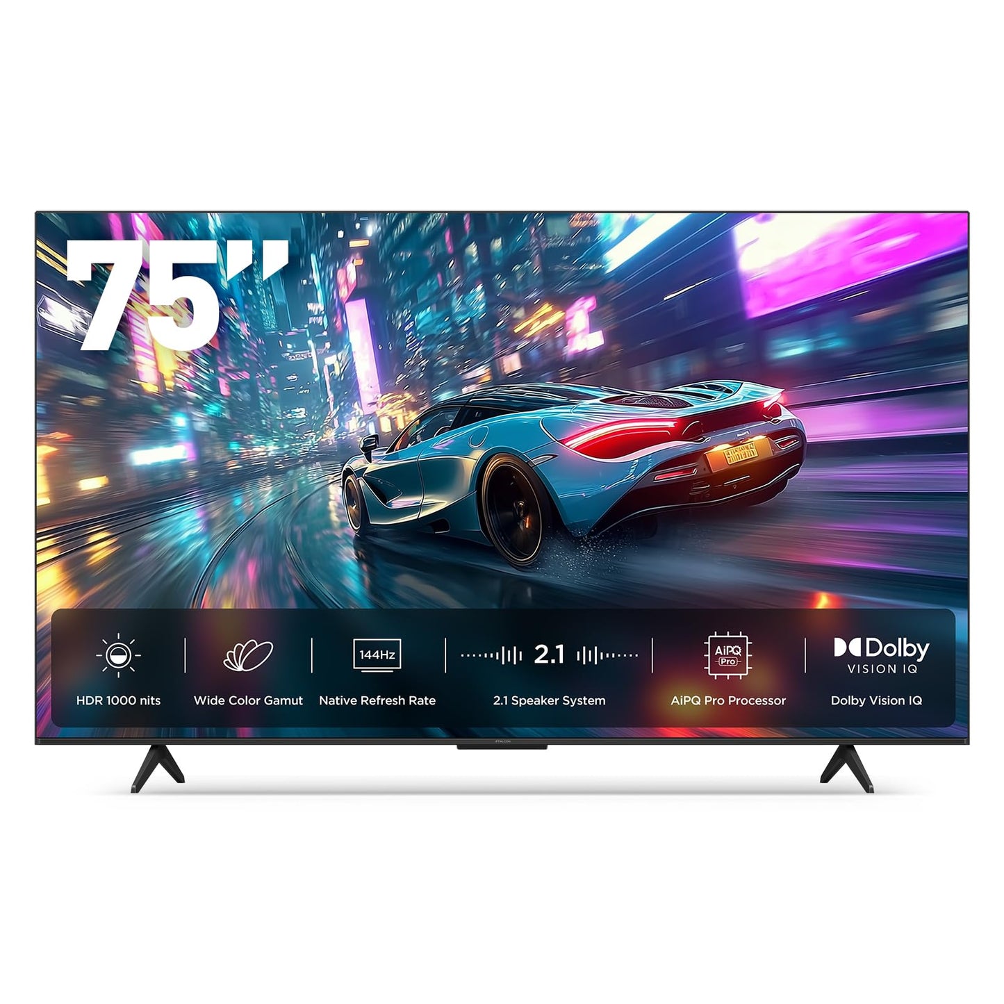 iFFALCON 75-Inch Class U85 Series QD-Mini LED 4K UHD Google Smart TV - QLED, HDR 1000 nits, 7000:1 Contrast, 144Hz Game Mode Pro, 288Hz DLG, Dolby Vision IQ, Dolby Atmos, Slim Unibody (75U85, 2025)