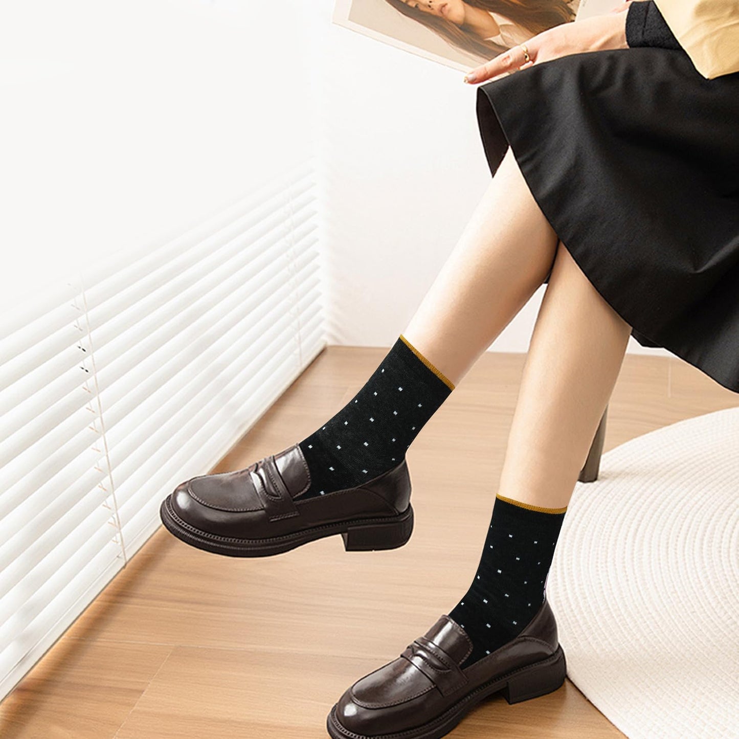 YOYOU Cat Socks for Women, Funny Cute Animal Crew Sock, Patterned Novelty Quarter Socks 5 Pair