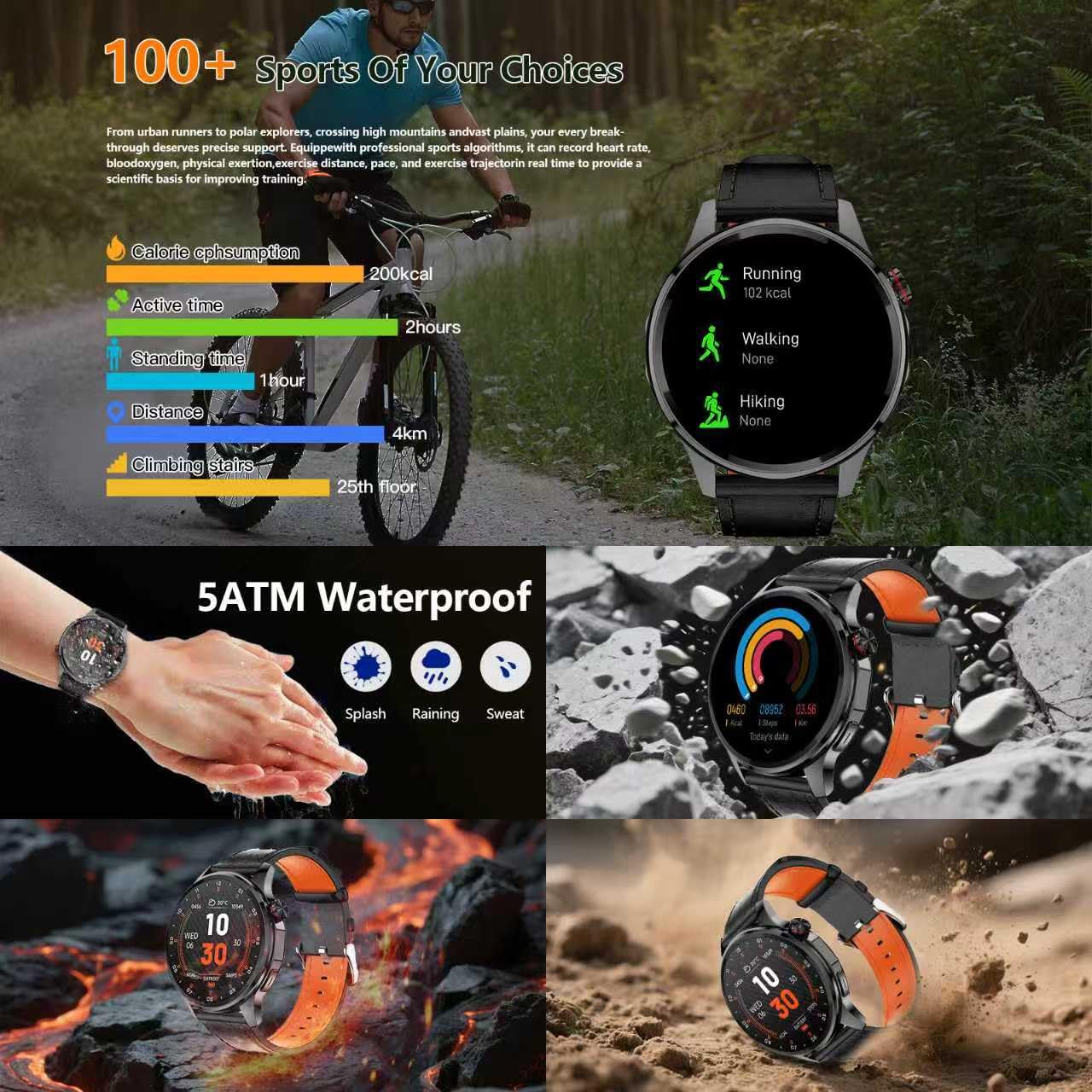 Smart Watch for Men Built-in GPS, 1.46" AI Smartwatch with Health Monitor for Android Phones/iPhone, 100+ Sport Modes Fitness Tracker with Compass/Altitude/Barometer,Bluetooth Call/Text Reply(2 Bands)