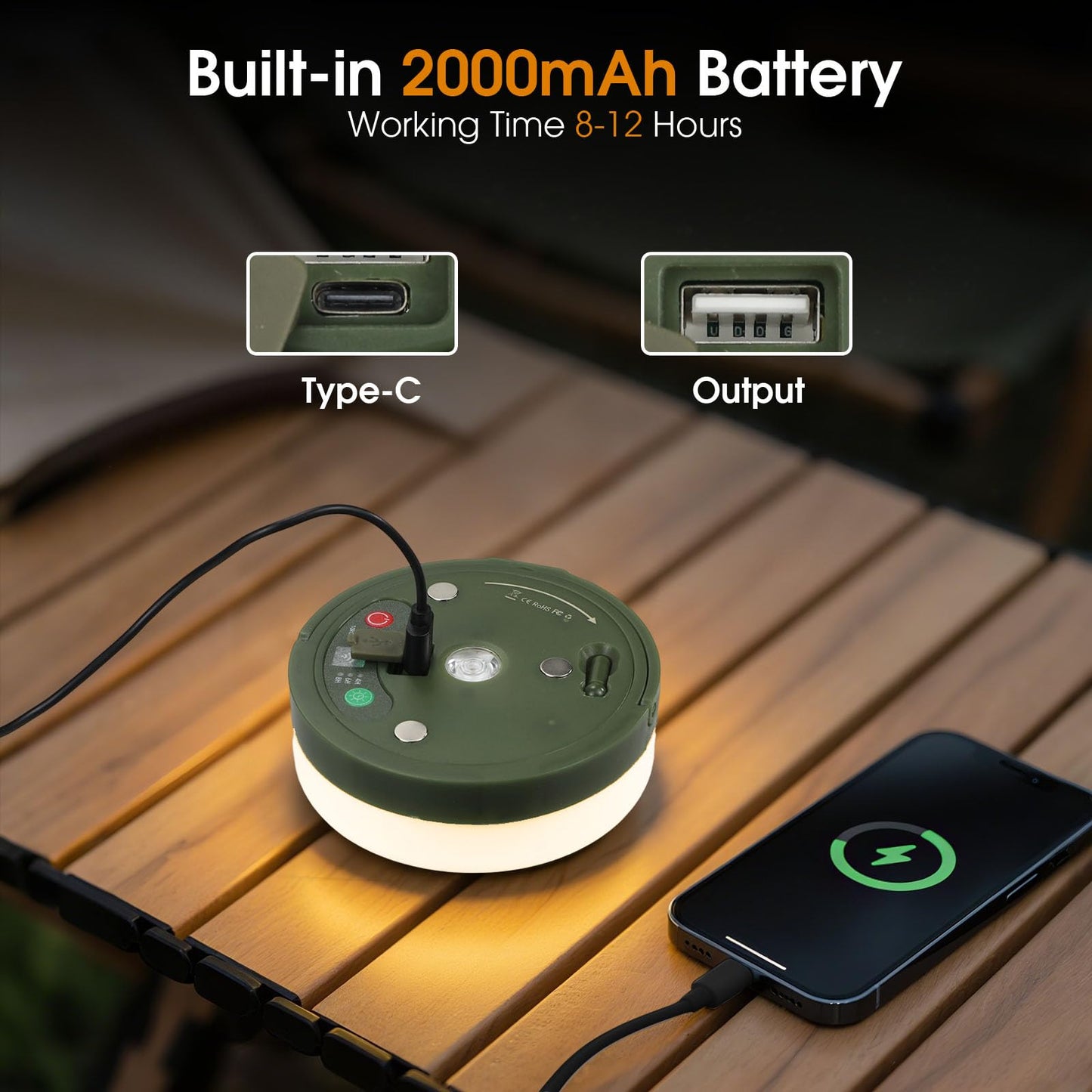 MDCMLKS 2-Pack Camping String Lights, Remote Control, 14 Lighting Modes, USB Rechargeable, 32.8ft Waterproof, Model CSL-2