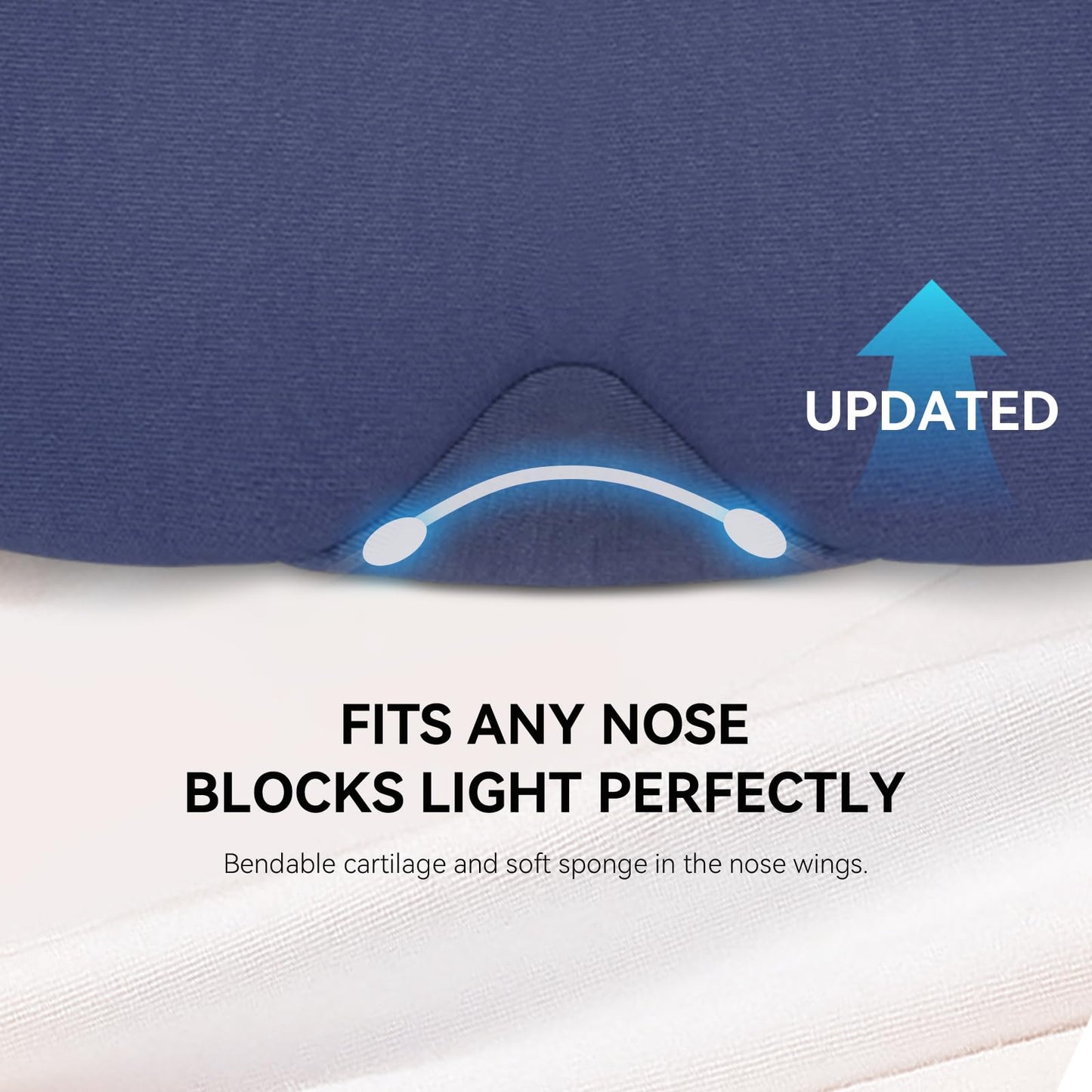Mavogel Cotton Sleep Mask - 100% Handmade, Light Blocking Sleep Eye Mask with Updated Bending Nose Design, Soft Sleeping Mask for Women Men, for Sleep/Office/Naps, Includes Travel Pouch (Starry Blue)