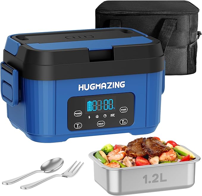 Cordless Electric Lunch Box for Adults, Men & Women – Rechargeable Self-Heating Food Warmer with 1.2L SS Container, Battery-Powered Heated Lunch Box, Perfect for Work and Travel Use