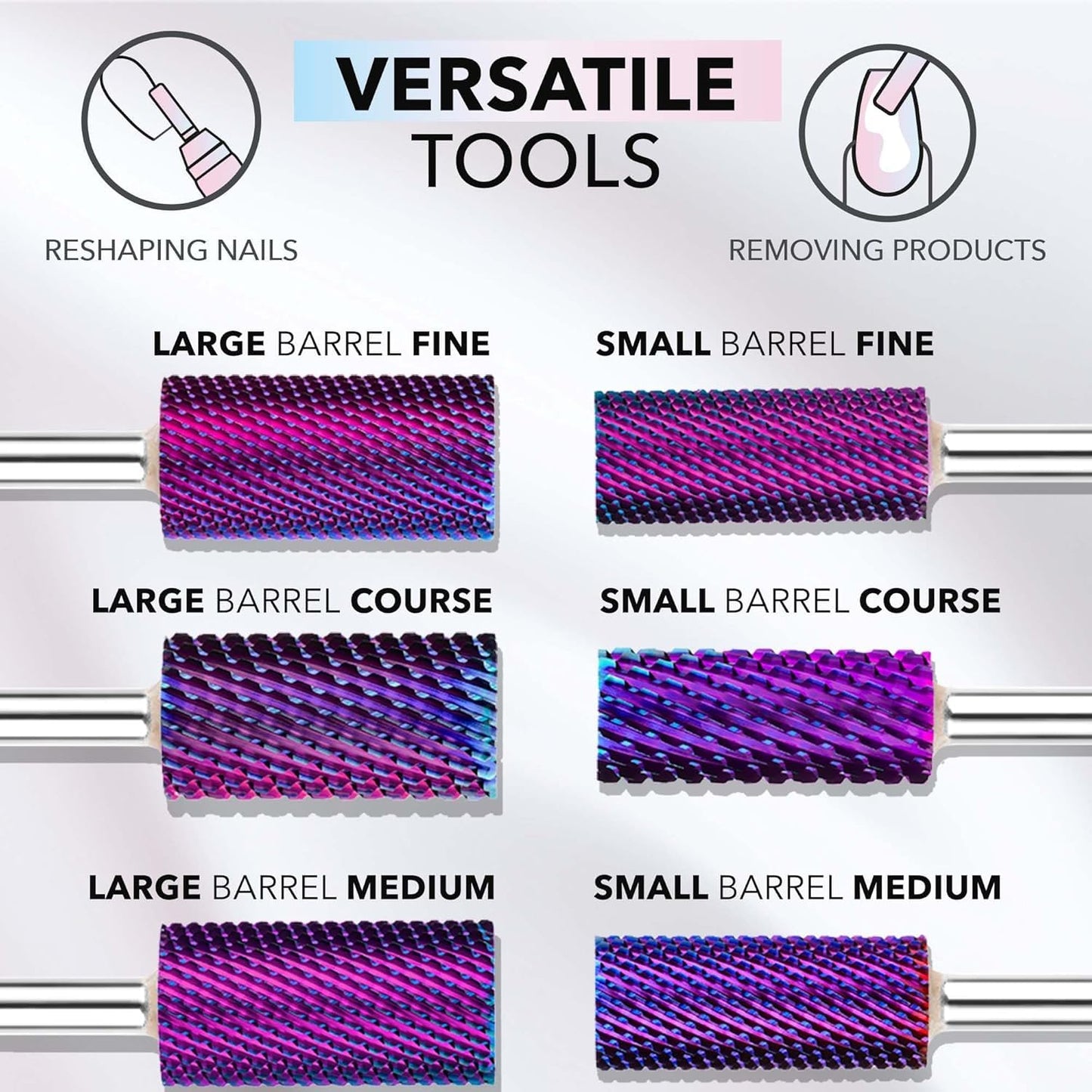 Kiara Sky Purple Drill Bits for E-File Nail Drill (5-in-1 Medium)