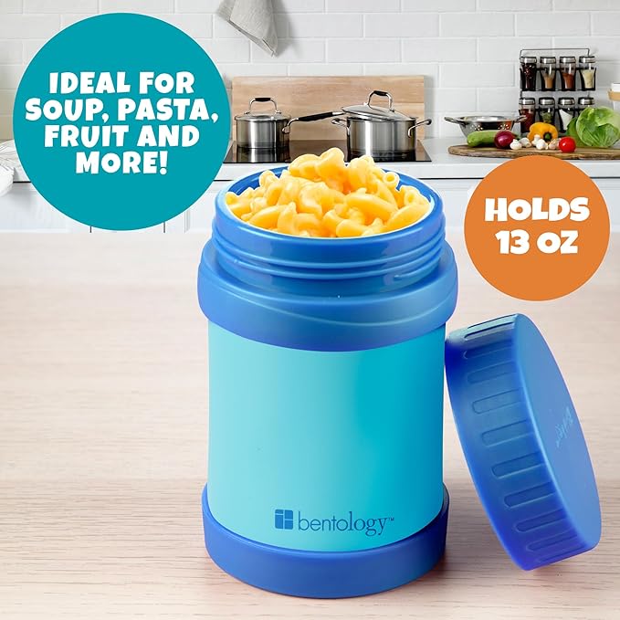 Bentology Stainless Steel Insulated 13oz Lunch Jar for Kids - Large Leak-Proof thermos Storage for Hot or Cold Food, Soups, Liquids w Wide Mouth- BPA Free for Back to School Lunch Boxes, Bags