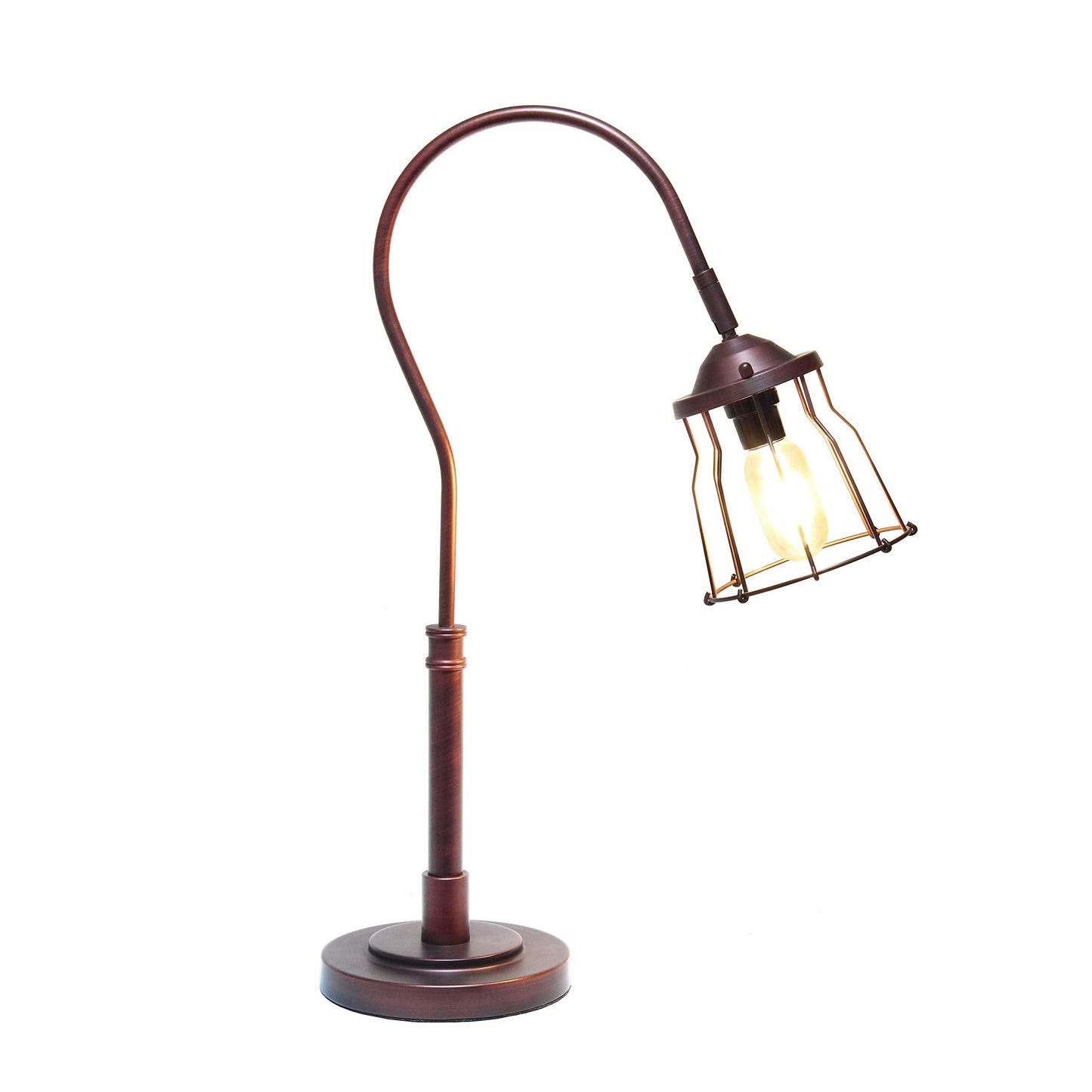 Elegant Designs Table Lamp LT1060-RDB Red Bronze Metal Open Cage Design