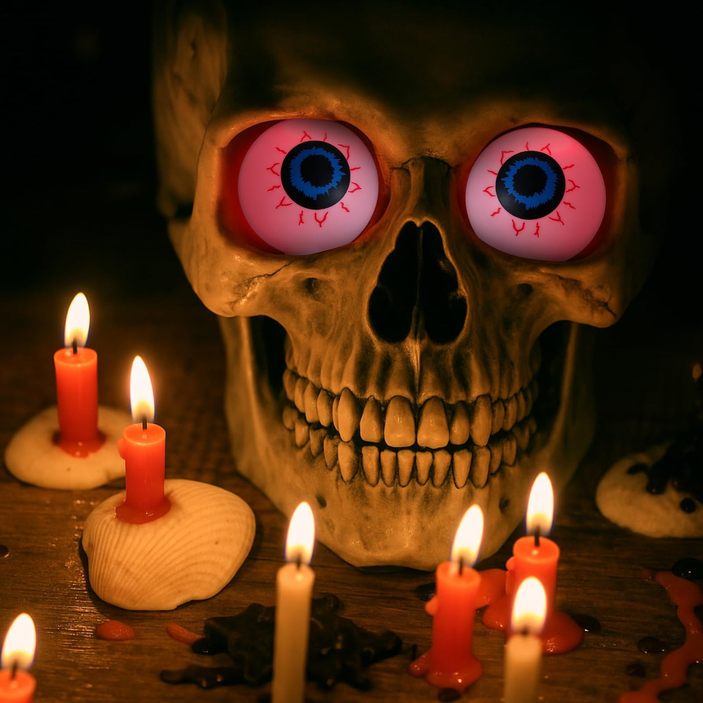 Xuhal 12 Pcs Halloween Led Glowing Eyeball Light For Mask Costume Skull Skeleton 24  Battery Not Include (Red)