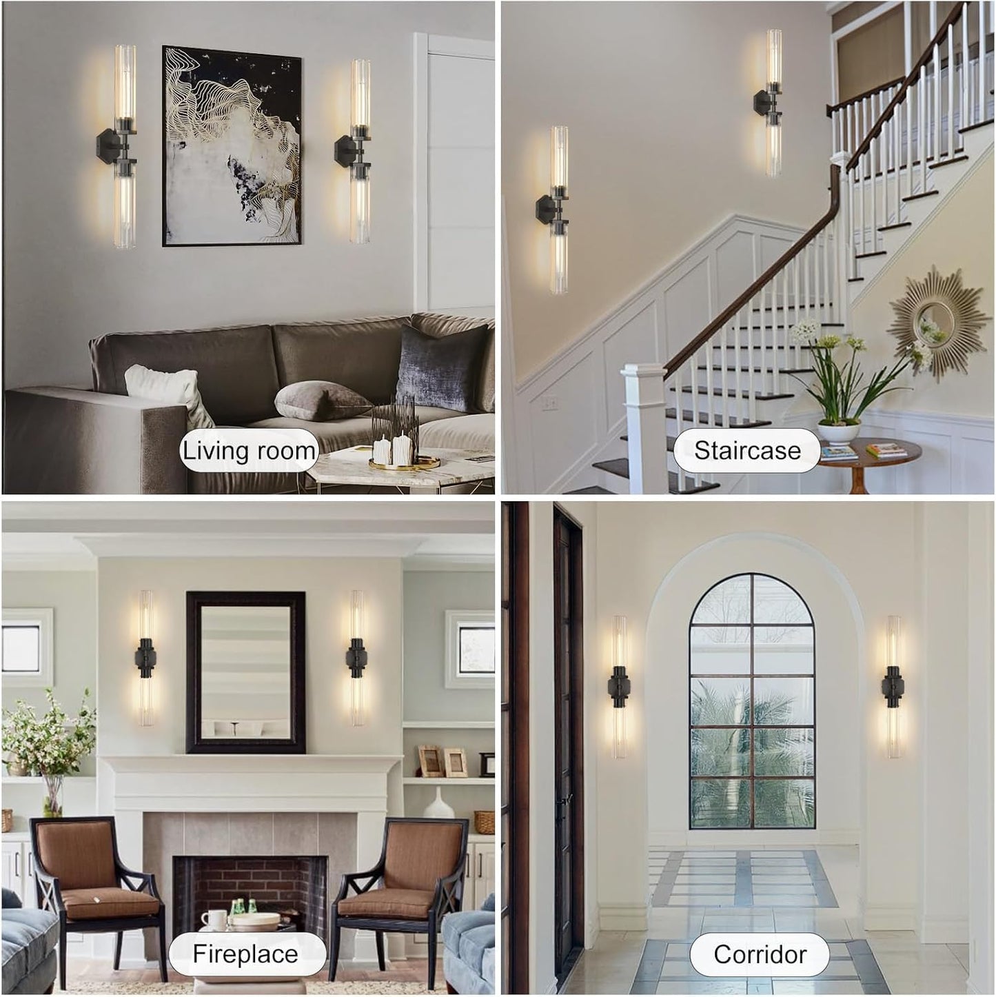 Black Crystal Wall Sconces Light For Bathroom Modern Bathroom Vanity Lights Fixture 28.5In Indoor Wall Sconce Linear Crystal Sconces Wall Lighting For Bedroom Hallway Staircase Living Room Dining Room