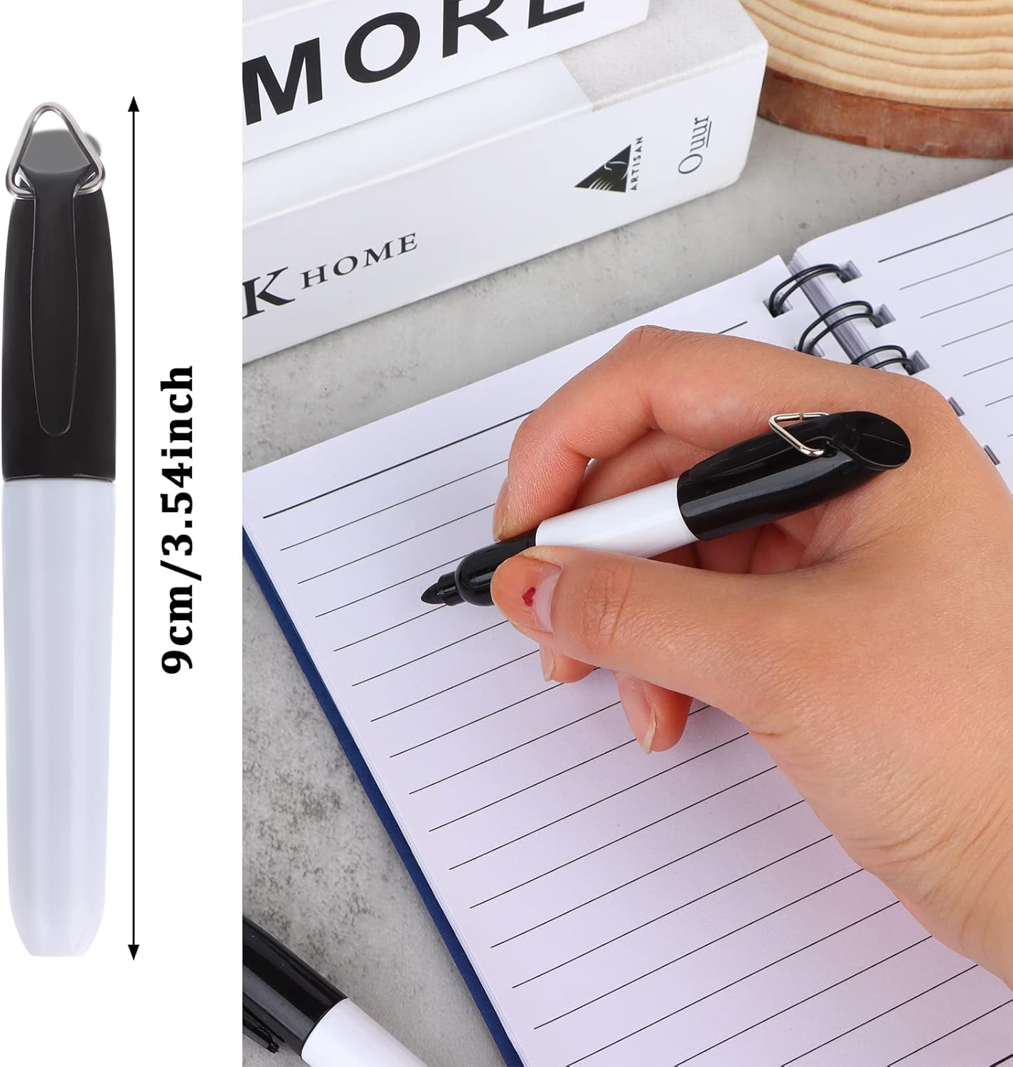 50 Pcs Mini Permanent Markers with Clips Black Golf Ball Marker Pen Ink Pens Dry Erase Markers with Triangle Hook Golf Keychain Clips Badge Black Ink for Office School Outdoor Activities,Fine Point