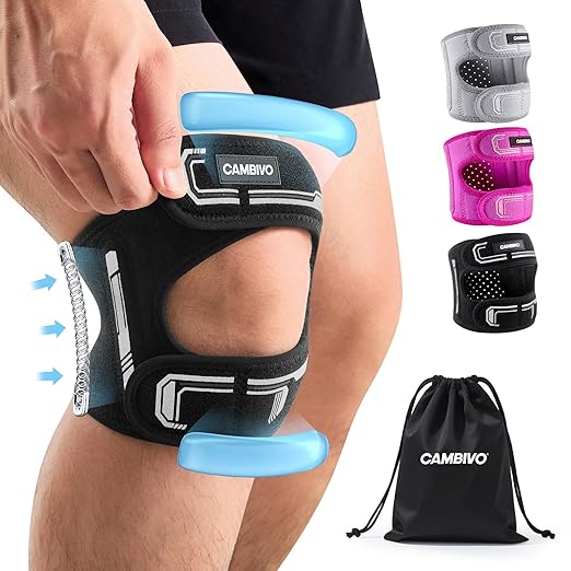 CAMBIVO Patella Tendon Support Knee Strap with Gel Pad and Side Stabilizers, Lightweight Knee Brace for Women and Men, Adj...