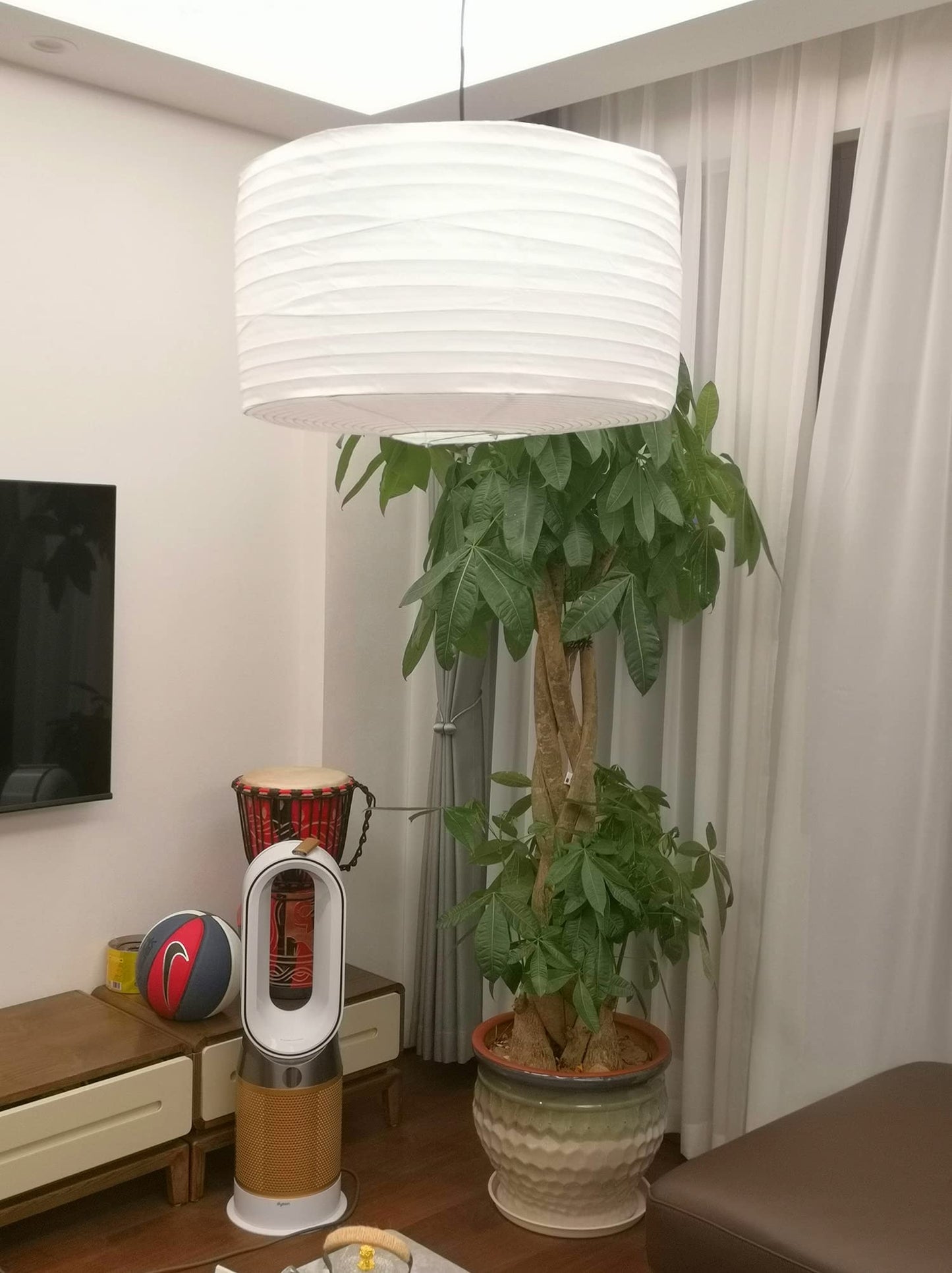Topaaa Paper Lantern - White Hanging Drum Lampshade, 18Inch, Model Pl-001, Uneven Design