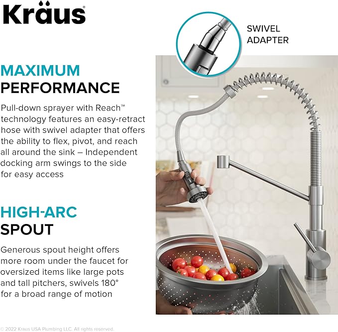 KRAUS Bolden Touchless Sensor Commercial Pull-Down Single Handle 18-Inch Kitchen Faucet in Spot Free Antique Champagne Bronze, KSF-1610SFACB