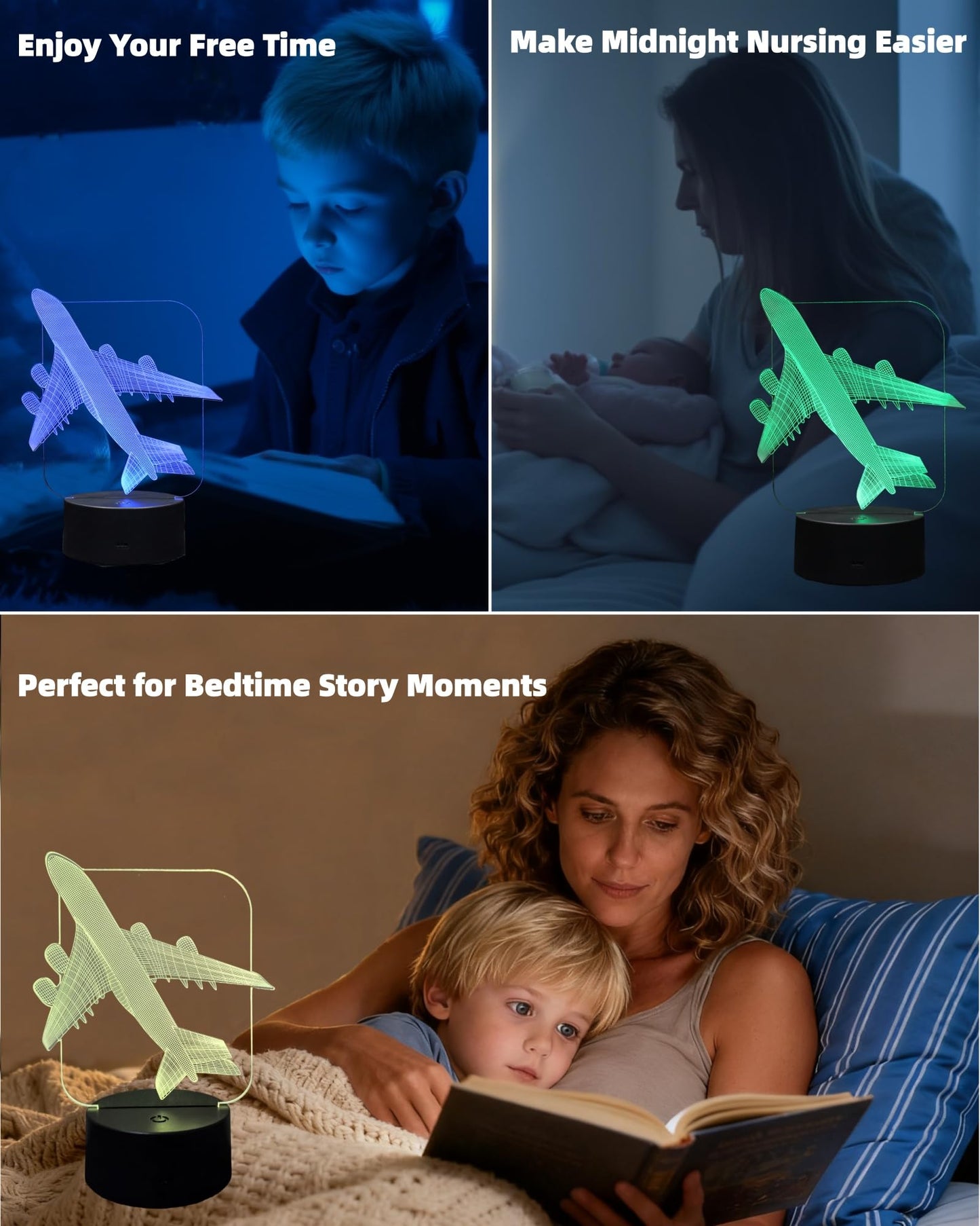Kenmaca Air  Night Light, 3D Illusion Lamp, 16 Colors, Dimmable, Touch & Remote Control, 5.78 x 8.54 x 1.