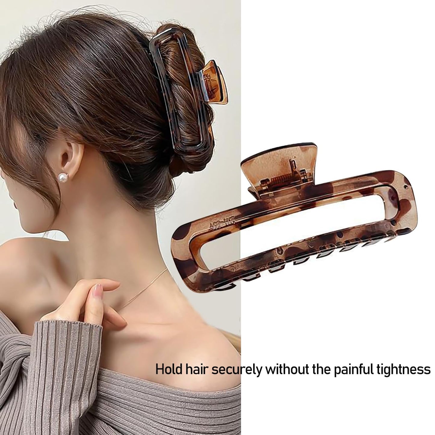 Nalodu 5 Inch Large Hair Claw Clips, No Slip Matte & Glossy Unbreakable Square XL Hair Clips for WomenThick Long Curly Hair, 7 P