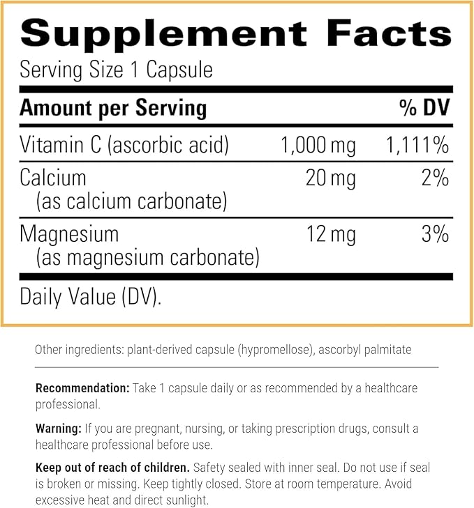 Integrative Therapeutics Buffered Vitamin C Capsules 1,000 mg - Immune Support Supplement* - Antioxidant Support* - Gentle Formula - Gluten Free - 60 Vegan Capsules