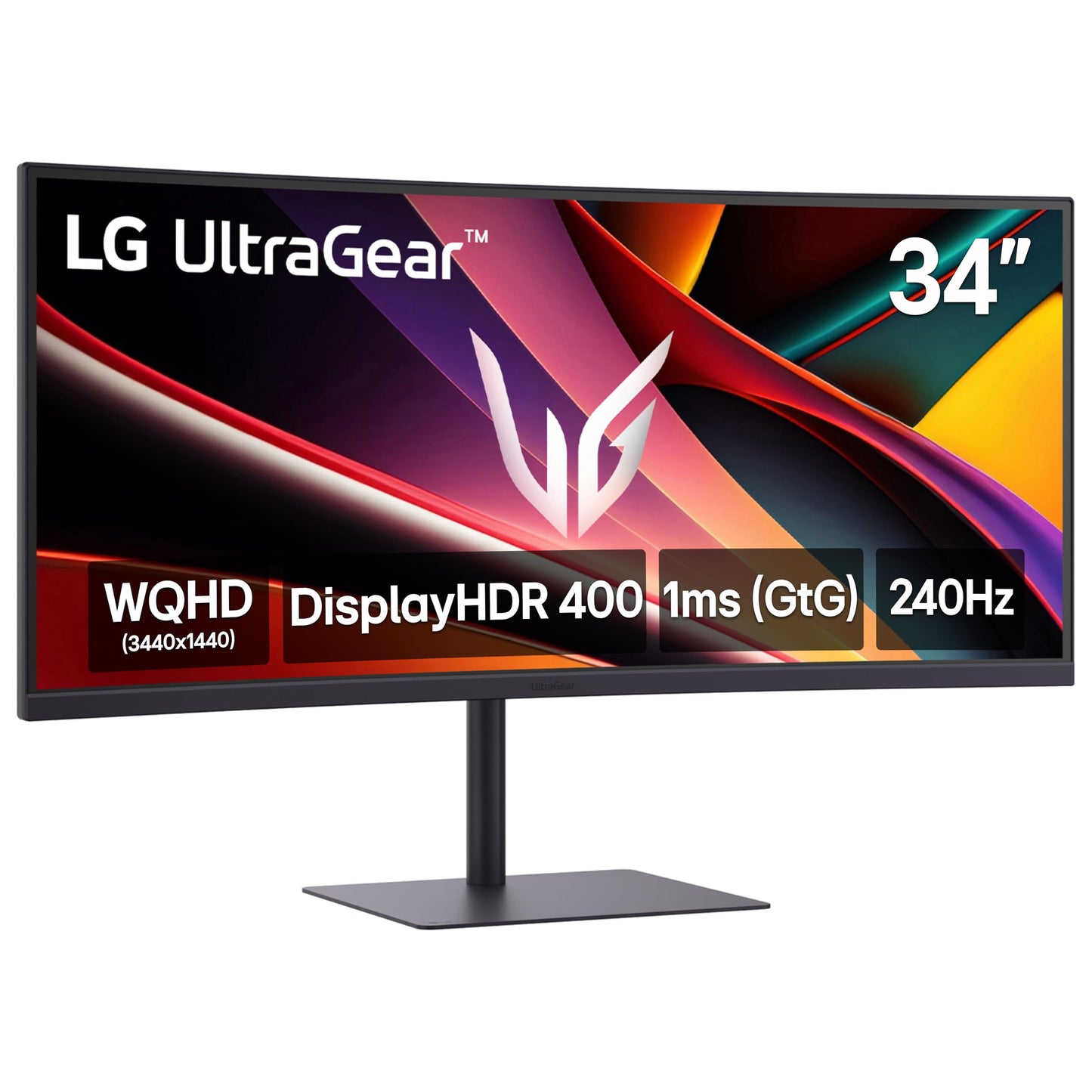 LG 34G630A-B 34-Inch Ultragear WQHD (3440 x 1440) Curved Gaming Monitor, 240Hz, 1ms, FreeSync Premium, DisplayHDR 400, Built-in Speaker, HDMI, DisplayPort, USB Type-C, Tilt/Height/Swivel Stand, Black