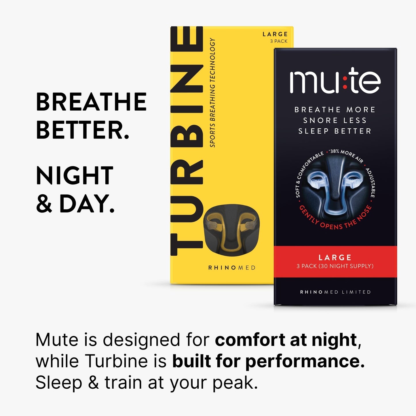Mute Nasal Dilator Snoring Solution | Large 3 Pack | Snore Less & Sleep Better | Nasal Strip Alternative | Comfortable Breathing Aids for Better Sleep & Improved Airflow