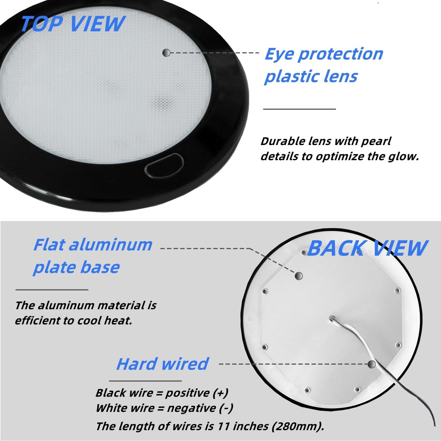 Dream Lighting 12Volt Rv Interior Led Ceiling Light With Switch Soft White Lighting 4000K  320Lumens 5 Inch