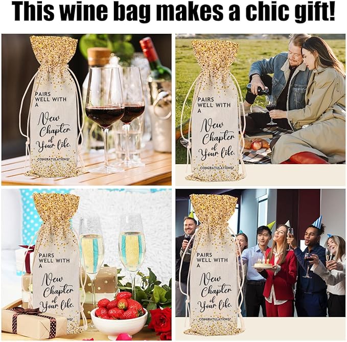 Farewell Gifts for Coworkers Leaving Job Going Away Gift Wine Bag New Beginnings New Job Gifts for Women Men Friend Congratulations Retirement Engagement Wine Bags