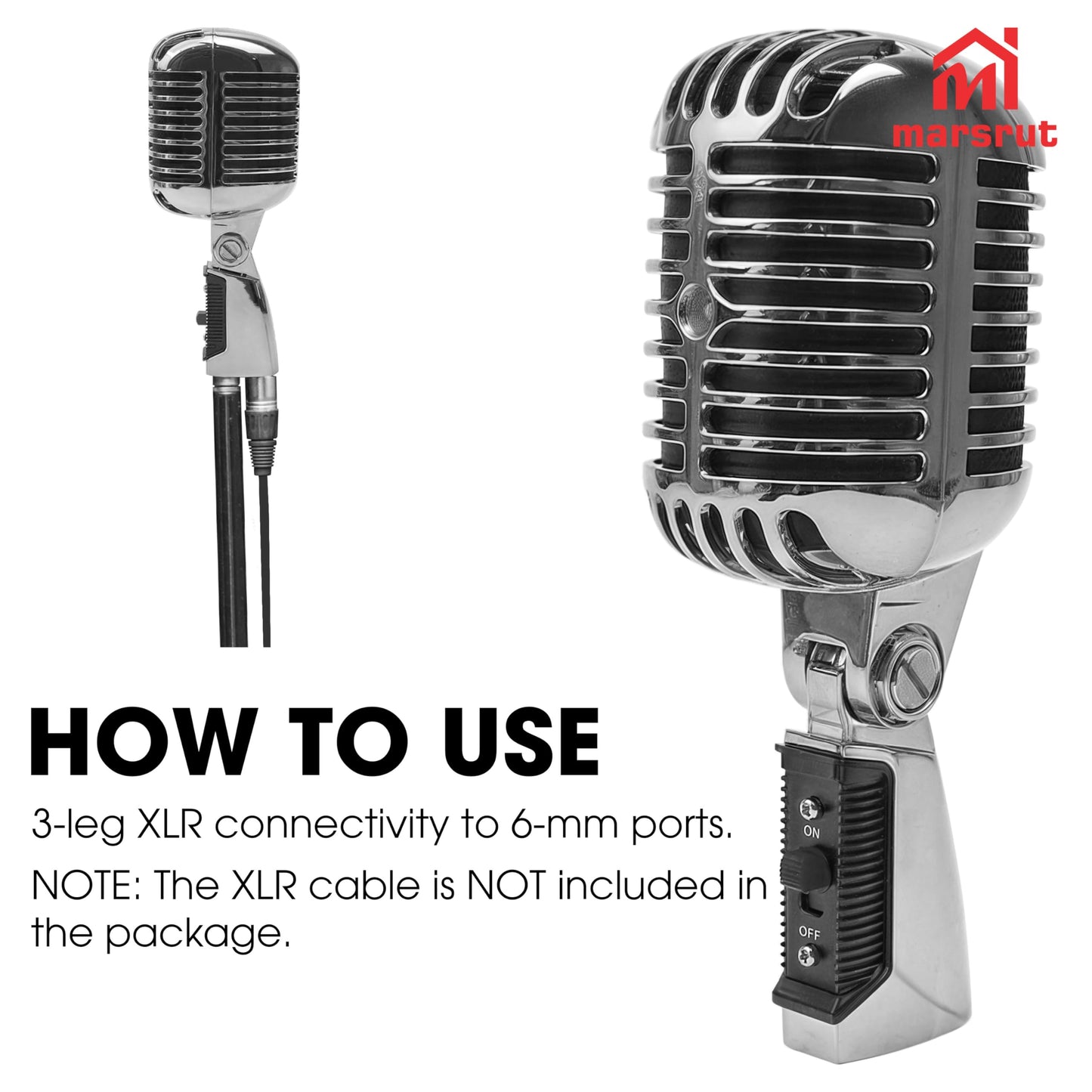 Vintage Microphone, Retro Old School Vocal Mic, Professional Classic Dynamic Wired Cardioid For Live Performance Karaoke Studio