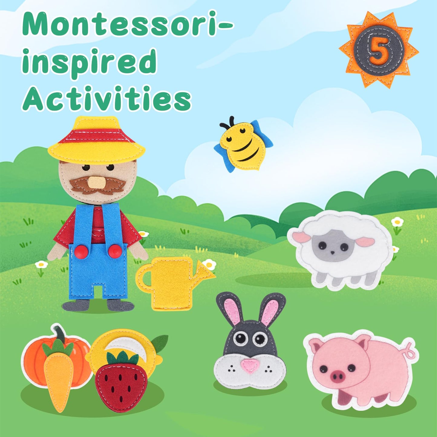 Cobelae Busy Book for Toddlers 1-3, Montessori Toys Busy Board for 1 Year Old, Felt Toddler Quiet Book, Educational Learning Activity Books, Kids Travel Toys, Gifts for Boys & Girls Ages 1+