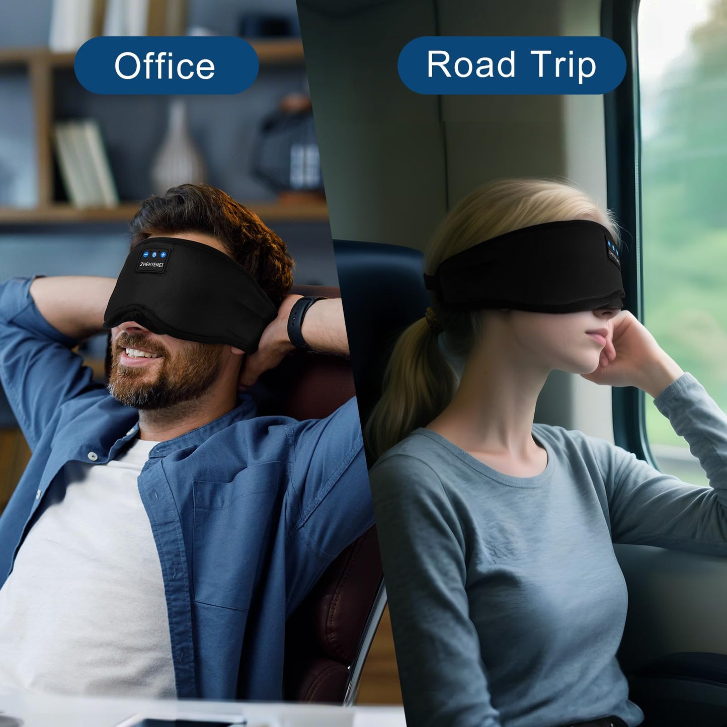Deep Sleep Mask with Bluetooth 5.4 Headphones - Blackout Sleeping Mask Side Sleeper Eye Masks Earphone Rechargeable Headband Wiless Music Ear Muffs Portable Travel Essentials Gift for Women Men Mom