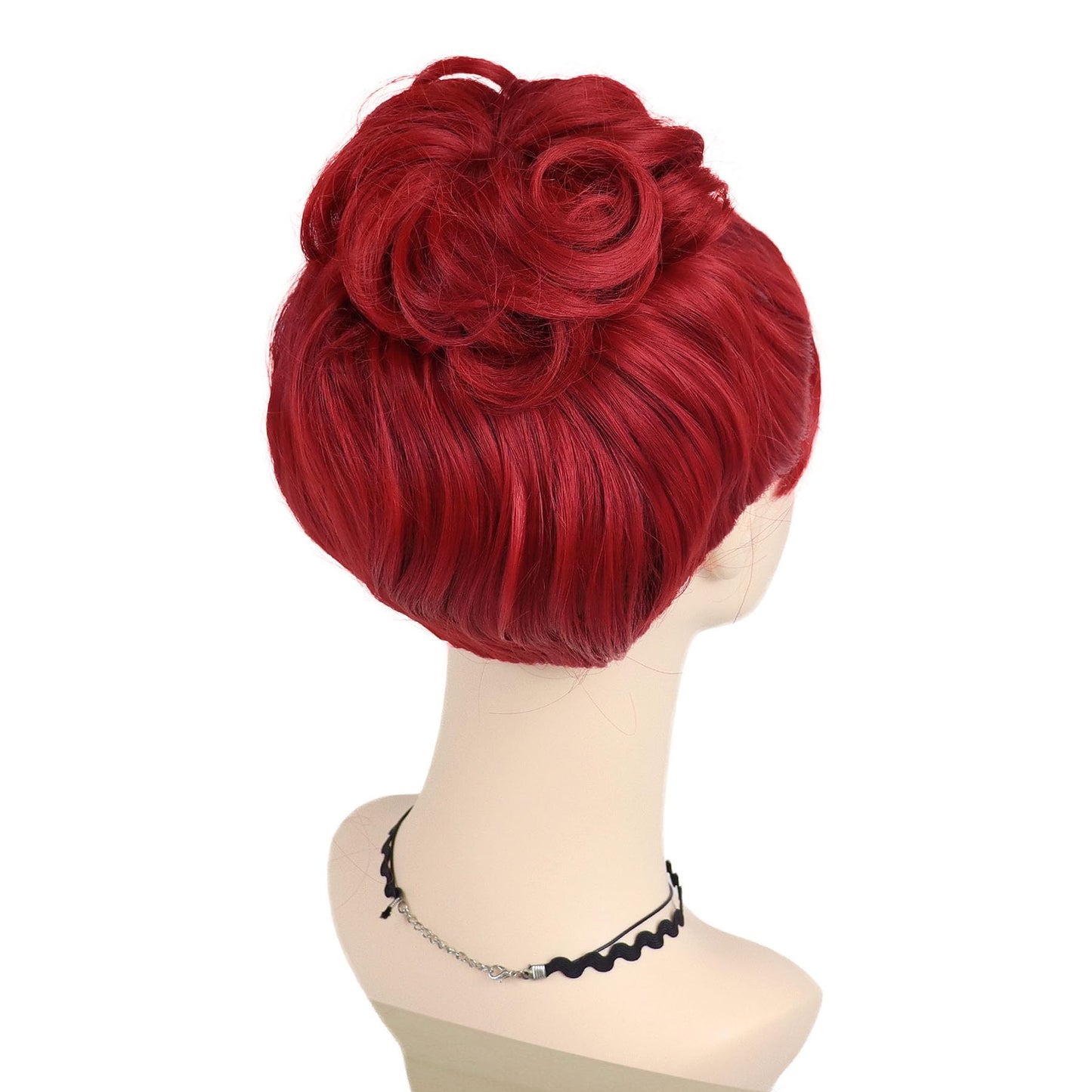 GNIMEGIL Hot Red Wig with Bangs Bun for Women Miss Dead Receptionist Costume Wigs Weaving Cap for Halloween Argentina Costume Co
