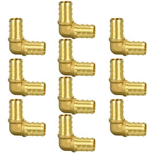 10 Pack 1/2" PEX Elbow Fittings, Brass Fittings for PEX Tubing Pipe