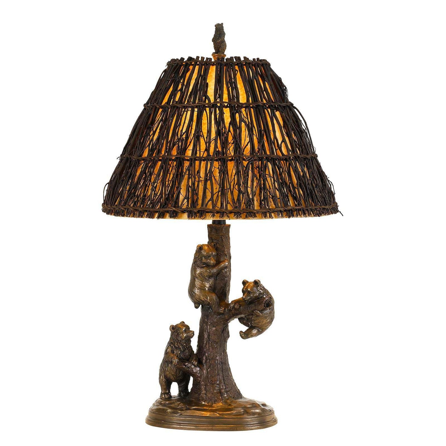 Homeroots Bronze Table Lamp With Brown Empire Shade, 29.5 X 17 X 17 In., Model 524659