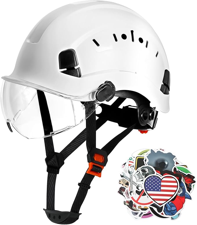 AOLAMEGS Construction Safety Hard Hat with Visor-ANSI Z89.1 OSHA Approved Construction Safety Helmet,Vented White Hard Hat...