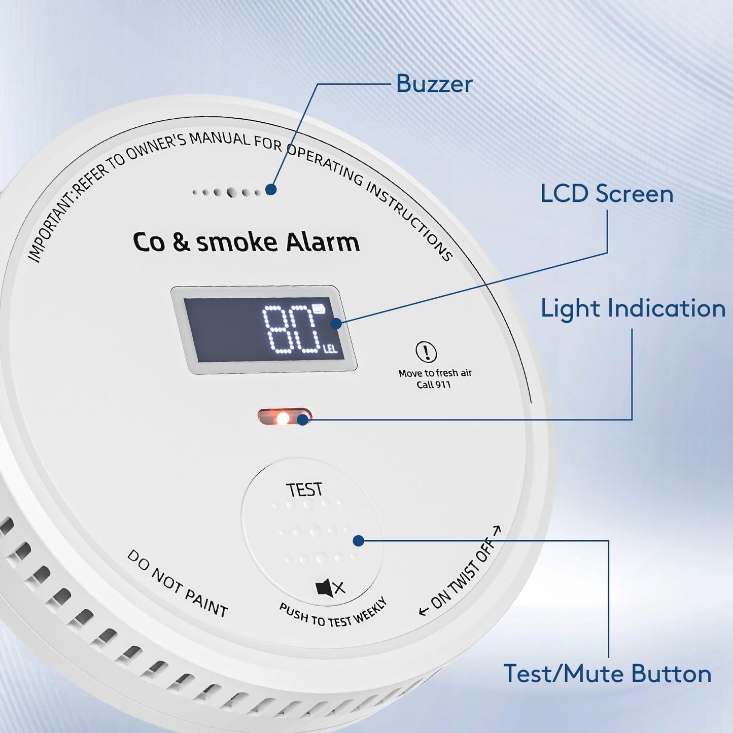 2-Pack 10 Year Battery Smoke and Carbon Monoxide Detector with Digital Display, 85dB Alarm, Battery-Powered, Easy Setup for Home, RV, Camper – Protect Your Family & Get Peace of Mind