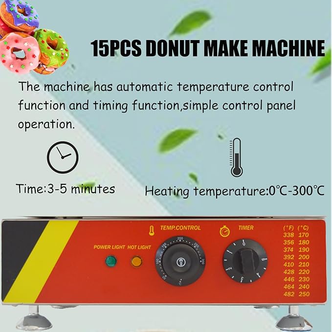15pcs Mini Donut Maker Electric Mini Donut Maker Double-side Heated 0-300 Non-stick Coating Donut Maker for Kitchen Dessert Shop
