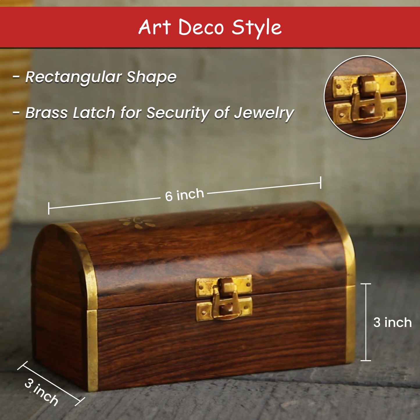STORE INDYA Handmade Wooden Jewelry Chest Organizer Keepsake Box With Beautiful Brass Inlay (Pirate Collection- Treasure Chest)