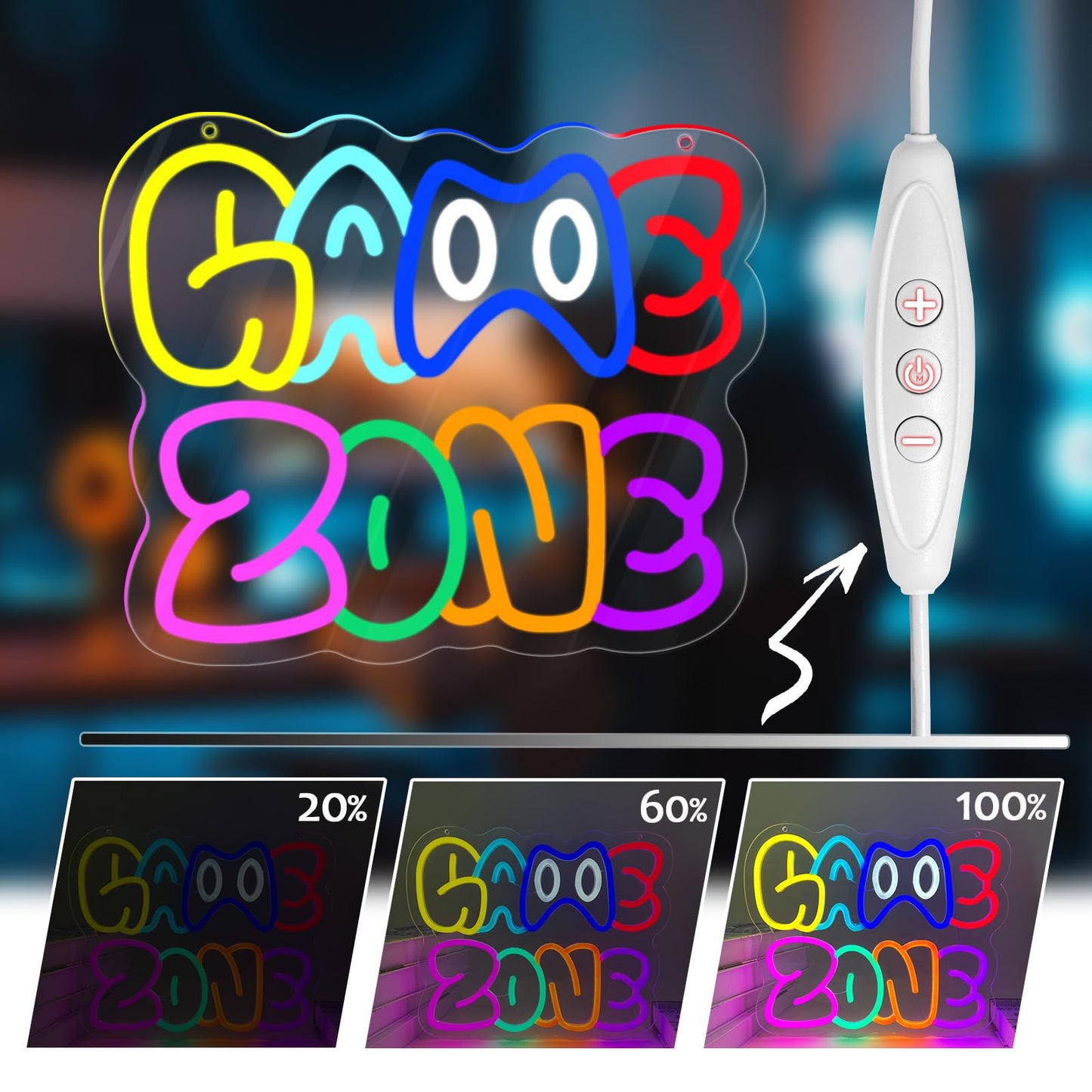 Innovtools Game Zone Neon Sign  Led Gamer Neon Signs For Room Decor  Dimmable Gaming Light Up Sign For Teens  Boys  Kids  Birthdays  Christmas  Video Game Decor Gifts For Wall  Bedroom(Zone)