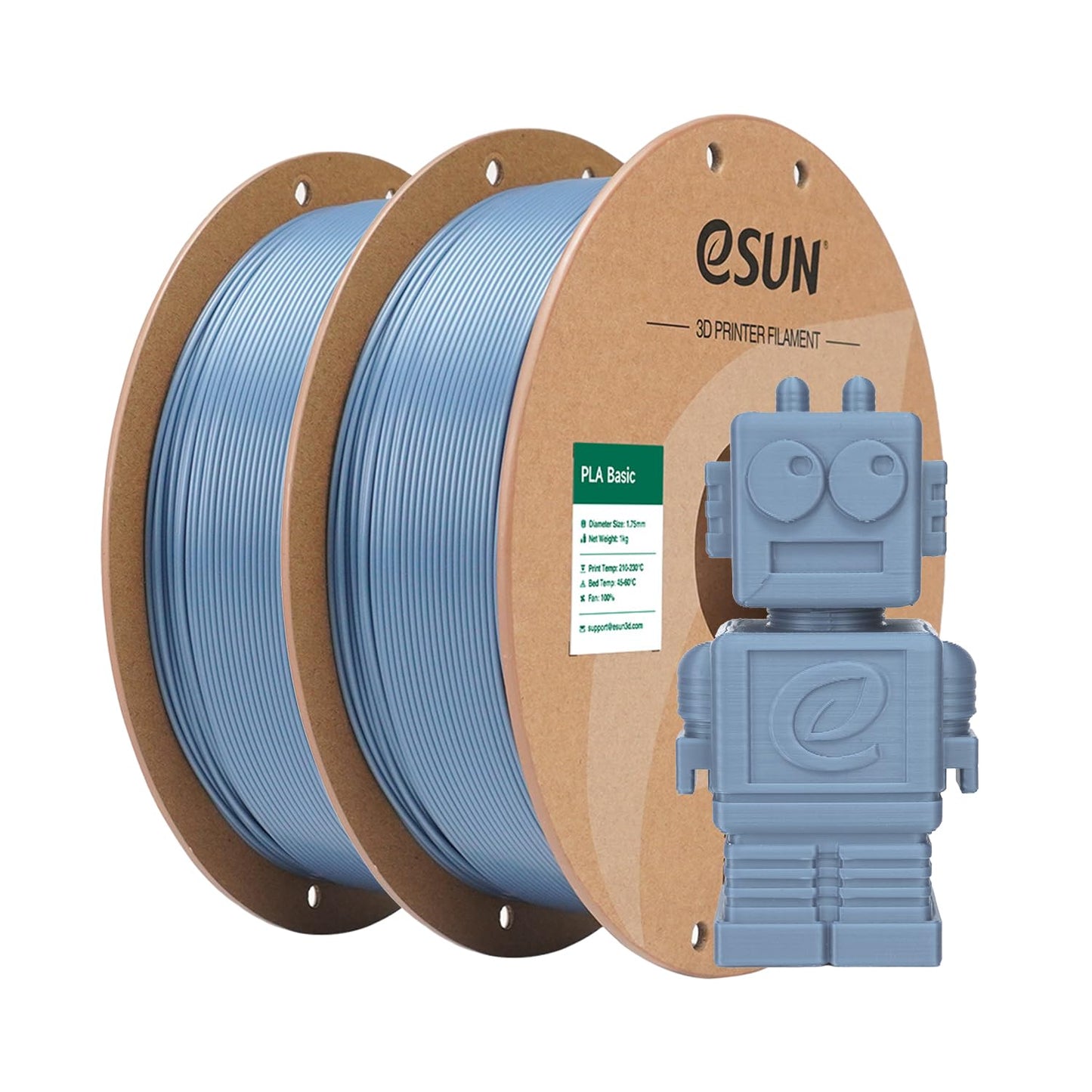 eSUN PLA Basic Filament 1.75mm, 3D Printer Filament High Speed PLA for Fast Printing, 1KG Spool, 2 Spools 3D Printer Filament, L