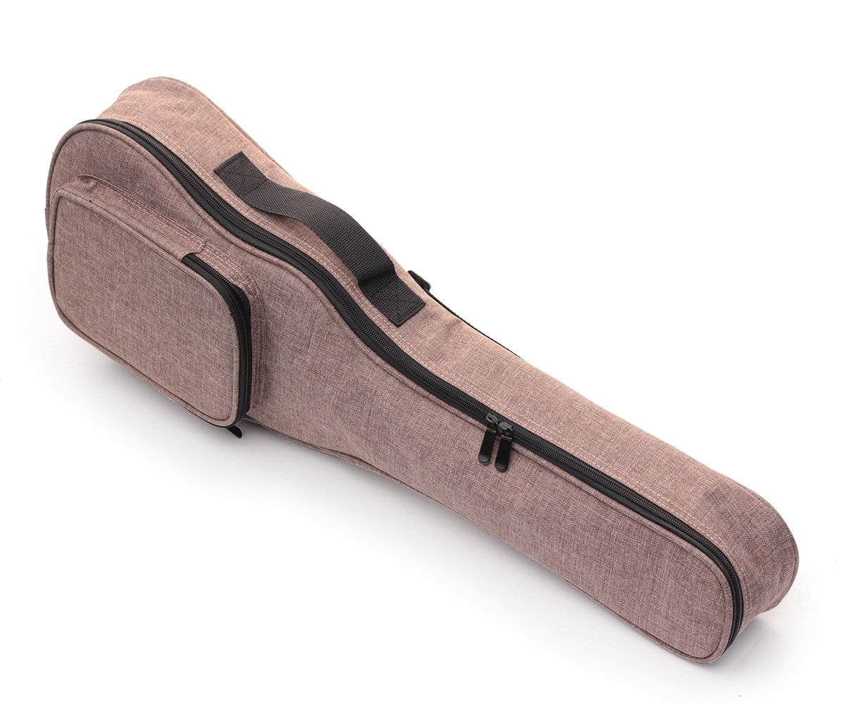 Hot Seal Simple Linen 10Mm Classic Thick Durable Ukulele Case Bag With Large Storage (23/24In, Brown)