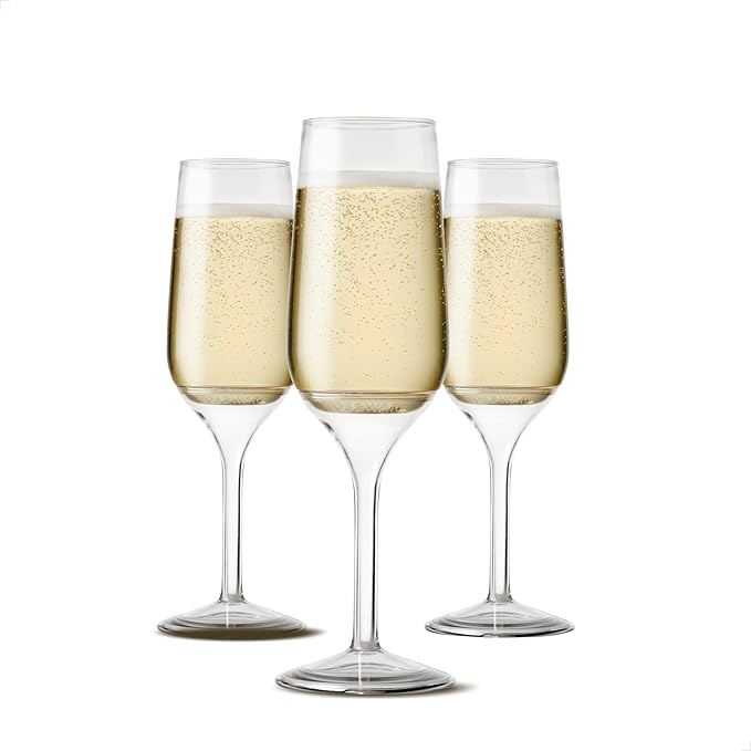 TOSSWARE POP 6oz Stemmed Flute SET OF 12, Premium Quality, Recyclable, Unbreakable & Crystal Clear Plastic Champagne Glass...
