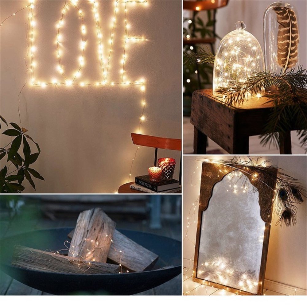 ANJAYLIA Fairy Lights 50 LED String Lights Battery Operated 16.4ft 2 Pack Warm White