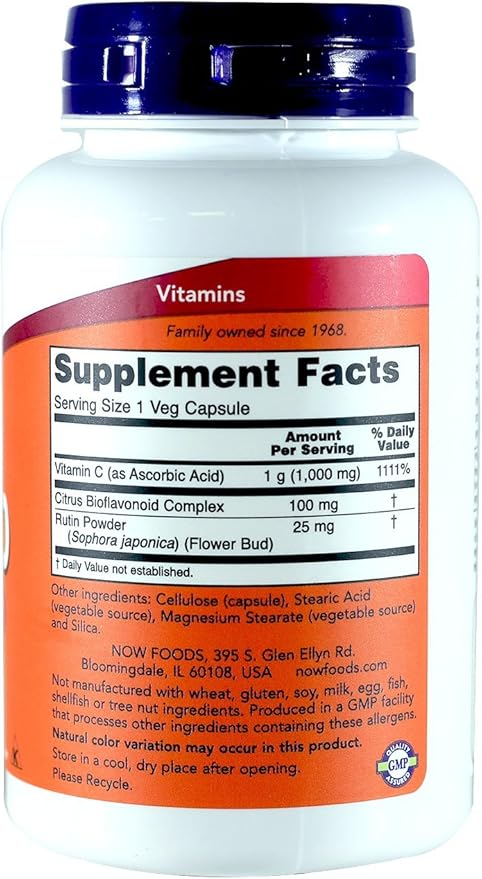 NOW C-1000, with 100 mg of Bioflavonoids, 100 Capsules (Pack of 2)