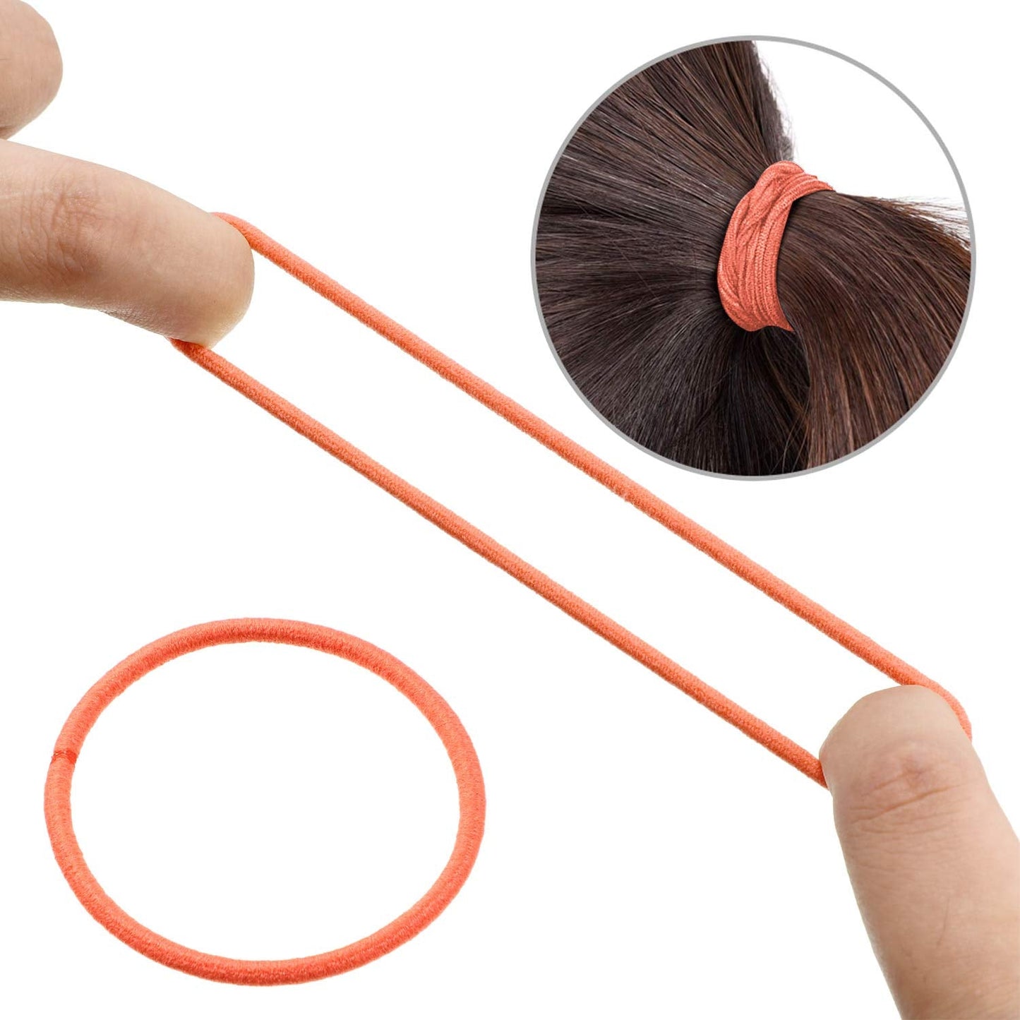 TecUnite 200 Pieces No Metal Hair Elastics Bulk Rubber Bands Hair Ties Ponytail Holders for Women(Cute Color)